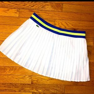 LACOSTE SPORT sz 38 White side zip contrast waistband green & blue tennis skirt